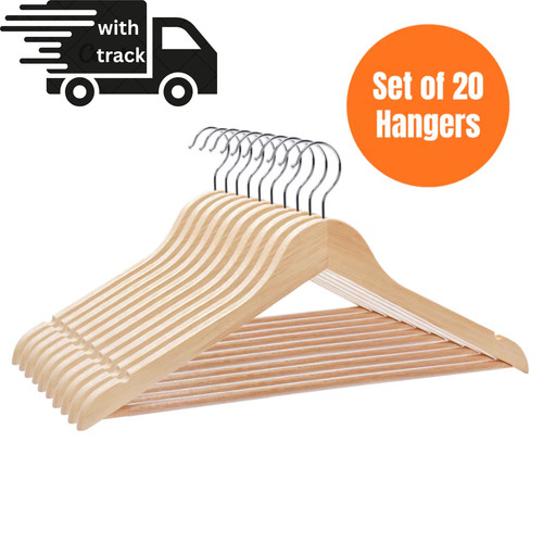 Premium wooden clothes hangers - wooden,