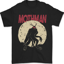 Mothman With Moon Background Mens T-Shirt 100% Cotton