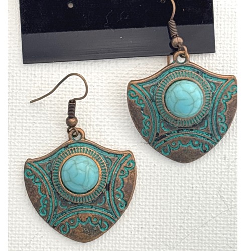 Drop earrings bronze turquoise - drop,