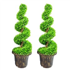 90cm green spiral leaf topiary - leaf,
