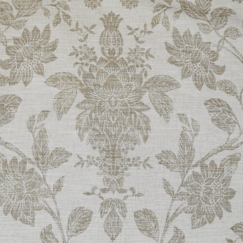 Floral curtain fabric beige - fabric,