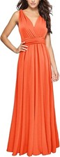 Convertible Multiway Wrap Dress Size XL Cocktail Party Summer Maxi - Orange