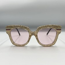 GUCCI GG0281SA Sunglasses Pink Gradient Lenses Glitter Gold Frame Sheerline