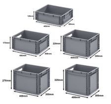 400 x 300 Euro Stacking Heavy Duty Plastic Storage Containers Boxes Crates Grey