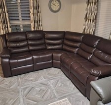 Roma | Brown | Leather Corner Recliner Sofa With Cupholders | SPECIAL OFFER 
