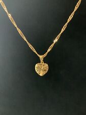 22k Carat Gold Filled Heart Necklace With 45cms Wave Chain Stamped Ref:-195