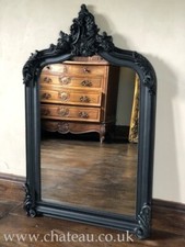 Matt Black French Statement Over mantle Scroll Table Top Arched Wall Mirror