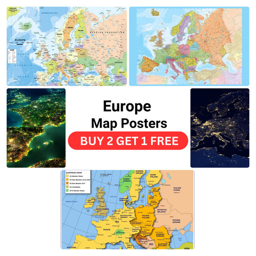 Europe map posters a2 - –, a1,