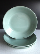 4 x VINTAGE WOODS WARE BERYL ( GREEN ) 7 1/2" PASTA OR SOUP BOWLS