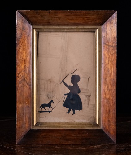 Silhouette child with horse - silhouette,
