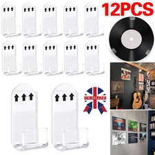 12pcs Vinyl Record Wall Mount Display Shelf Self Adhesive Clear Acrylic Holder U