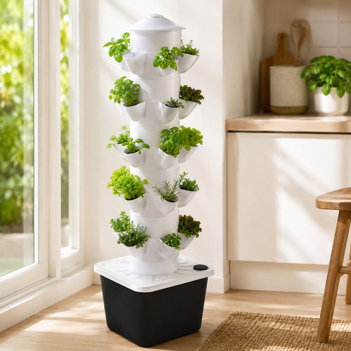 Pot black tower garden - black,