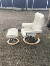 Smart Ekornes Stressless Mayfair Leather Signature Base Recliner Chair&Footstool