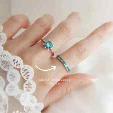925 Sterling Silver Ocean Blue Paraiba Tourmaline Infinity Band Ring size L - P