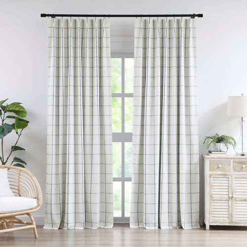 Blue plaid blackout curtains - plaid,