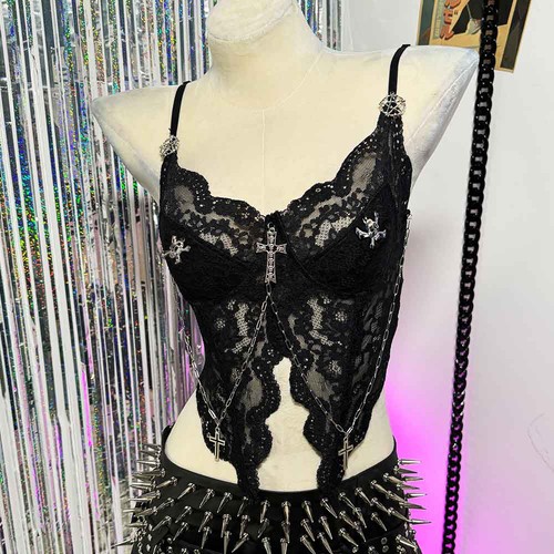 Goth y2k tops punk - tops,