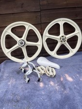 Old School Bmx Skyway Tuff II White Mags & MX Brakes, Pedals And White Seat Used