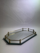 Elegant Brass and Glass Serving Tray -  Vintage Glass And Brass Jewelry Tray
