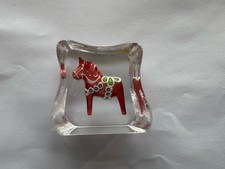 Swedish Mats Jonasson Målerås Red Dala Horse Art Crystal Sculpture.