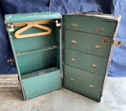 Vintage steamer trunk wardrobe - steamer,