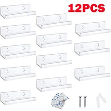 12Pcs 4in Vinyl Record Album Wall Mount Display Shelf Acrylic Clear Holders UK