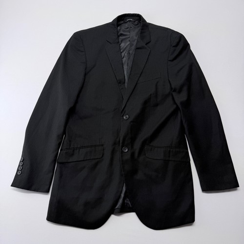 Black pinstripe two button - black,
