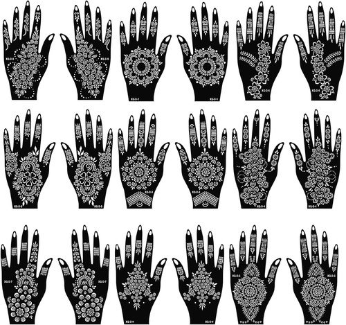 Henna tattoo stencils kit - henna, 18