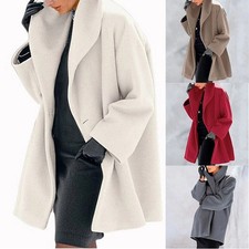 Women's Winter Coat Hooded Coat Wool Autumn Button Loose Fashion Solid Warm Coat