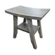 CoastalVogue Satori Shower Bench Natural Wooden Seat Shower Stool with Curved...