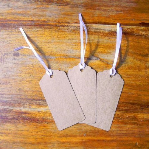100 scalloped kraft - scalloped, tags