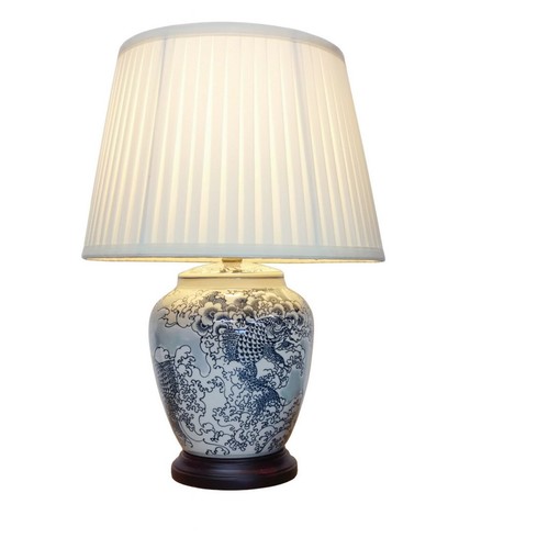 Blue ceramic lamp oriental - blue,