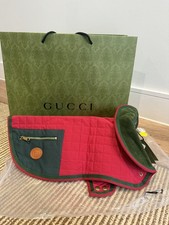 New Authentic Gucci GG Logo Red Green Dog Coat Jacket Size M Quilted