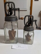 2 Vintage Dazey Glass Butter Churns w/ Cast Iron & Wood Paddles — St Louis MO —