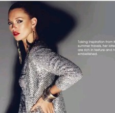 Topshop KATE MOSS Jacket Silver Sequin KNIT  Bolero Grey Cocktail UK 8 36
