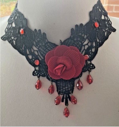 Antique tone black lace - black, bead
