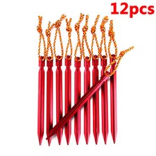 12Pcs Titanium Alloy Tent Nail Pegs Stakes With Rope Lightweight Camping Outdoor