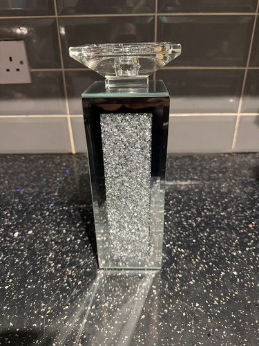 Silver crushed diamond candle - crushed,