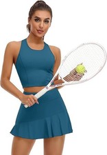ATTRACO 2 Piece Tennis Dress for Women Workout Dress with Shorts and Pockets, L