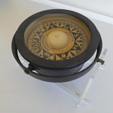 SHIPS MARINE COMPASS GIMBAL MOUNTED 1920 - 1945 WW2 ERA CHRISTIE WILSON GLASGOW