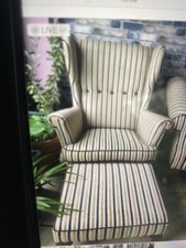 Regency stripe chair with puff - regency,