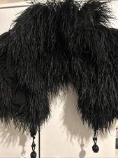 Antique 1930s Black Ostrich Feather Cape