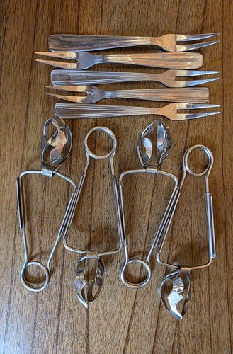 Vintage inox escargot tongs - vintage,