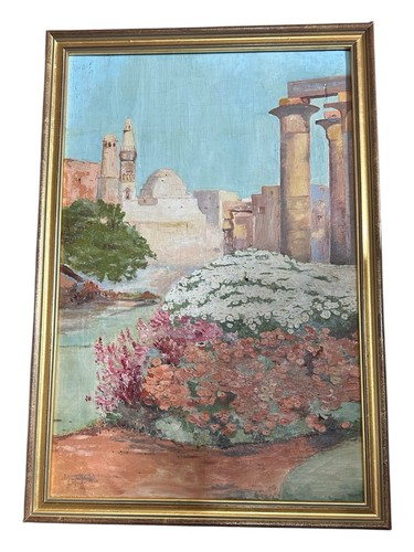 Antique oil painting - antique, banks
