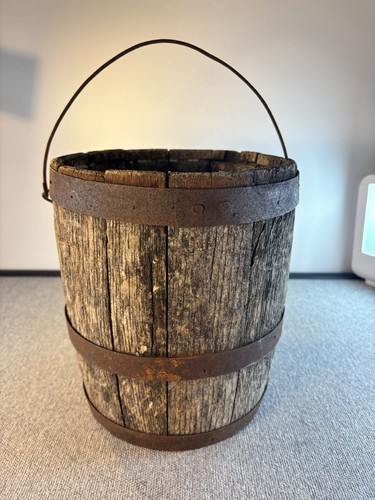 Antique wooden bunghole bucket - bunghole,