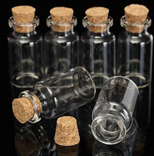 Tiny mini glass bottles - glass, with
