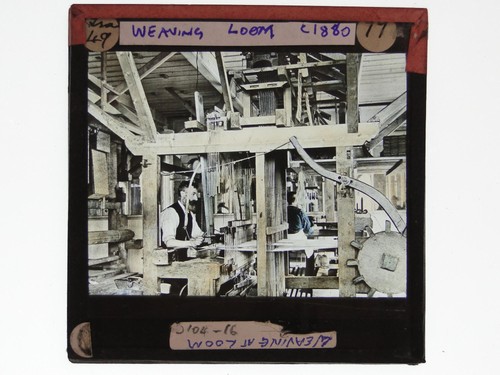 Man weaving loom textile - man,