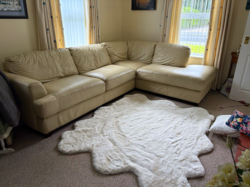 Cream leather corner - leather,