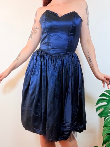 Vintage 1980s party dress navy - 1980s,
