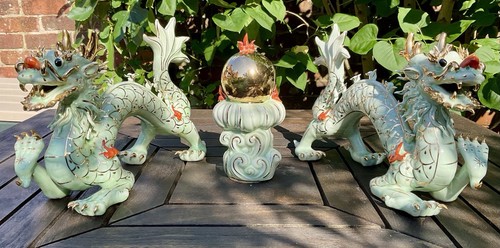 Chinese ceramic green - , gilded