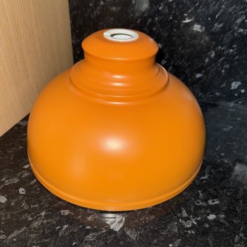 Orange enamel lampshade used - lampshade,